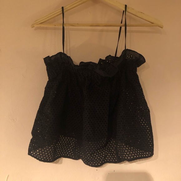 ZARA Circle Eyelet Sleeveless Black Crop Camisole Tube Tank Bandeau Top - Picture 1 of 2